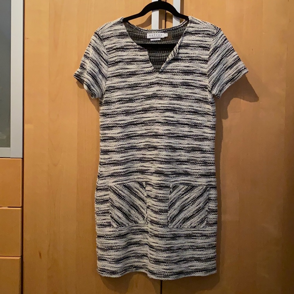 Anthropologie Black and White Knit Dress size S